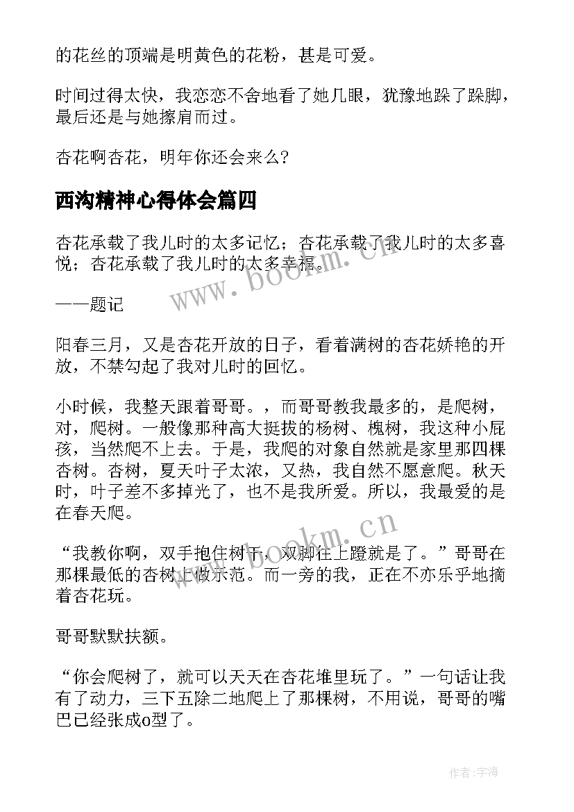 2023年西沟精神心得体会(大全8篇)