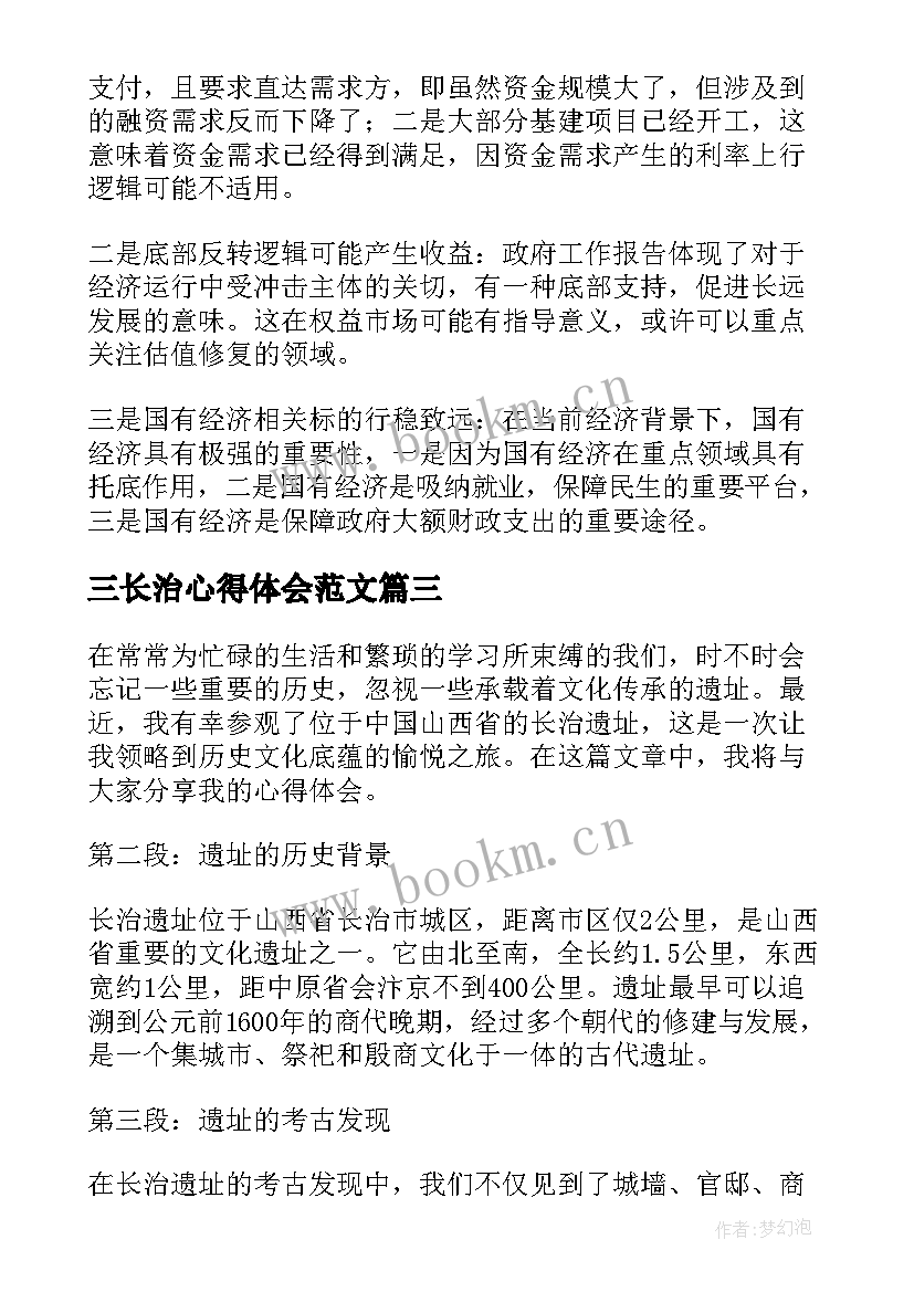 2023年三长治心得体会范文(大全6篇)