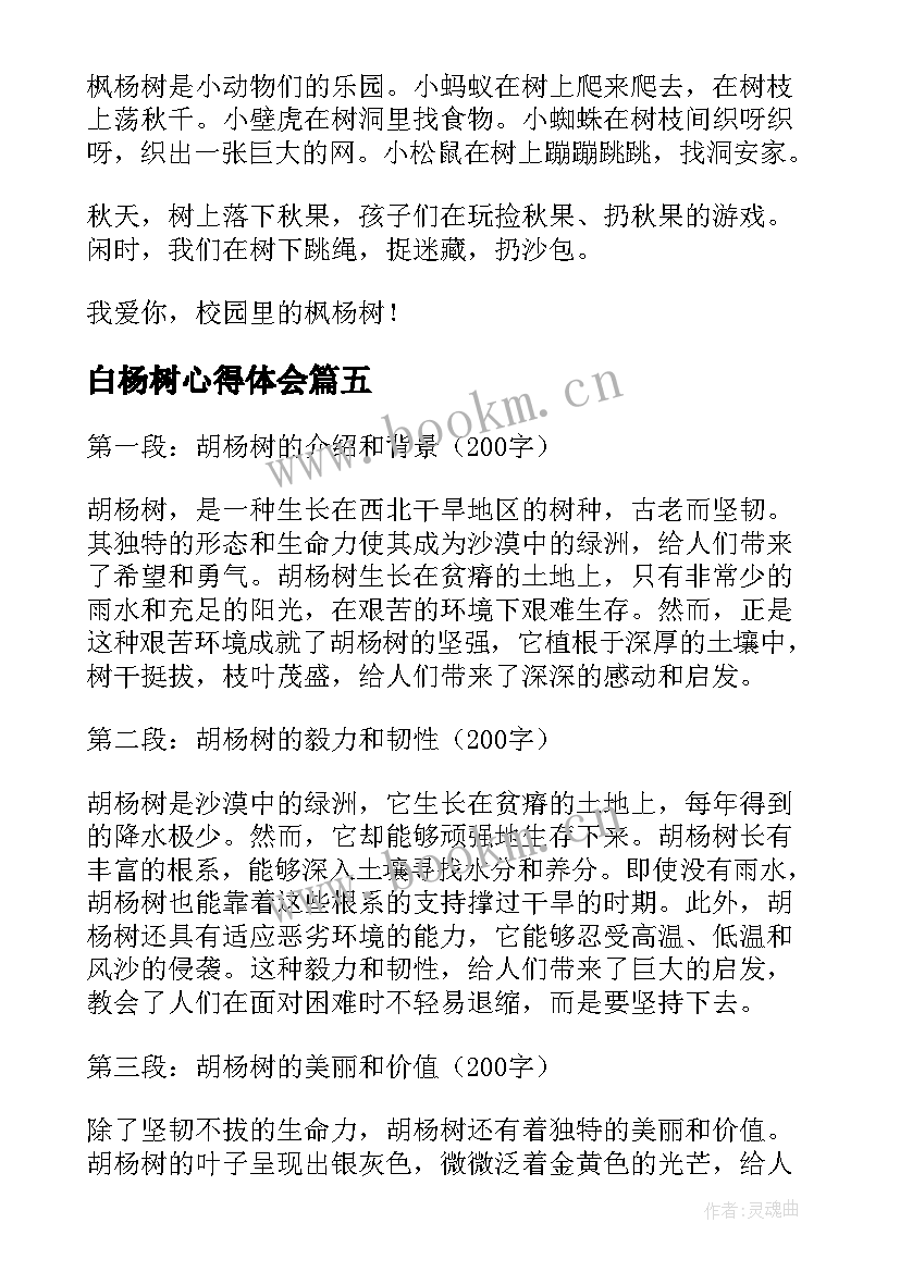 最新白杨树心得体会(汇总6篇)