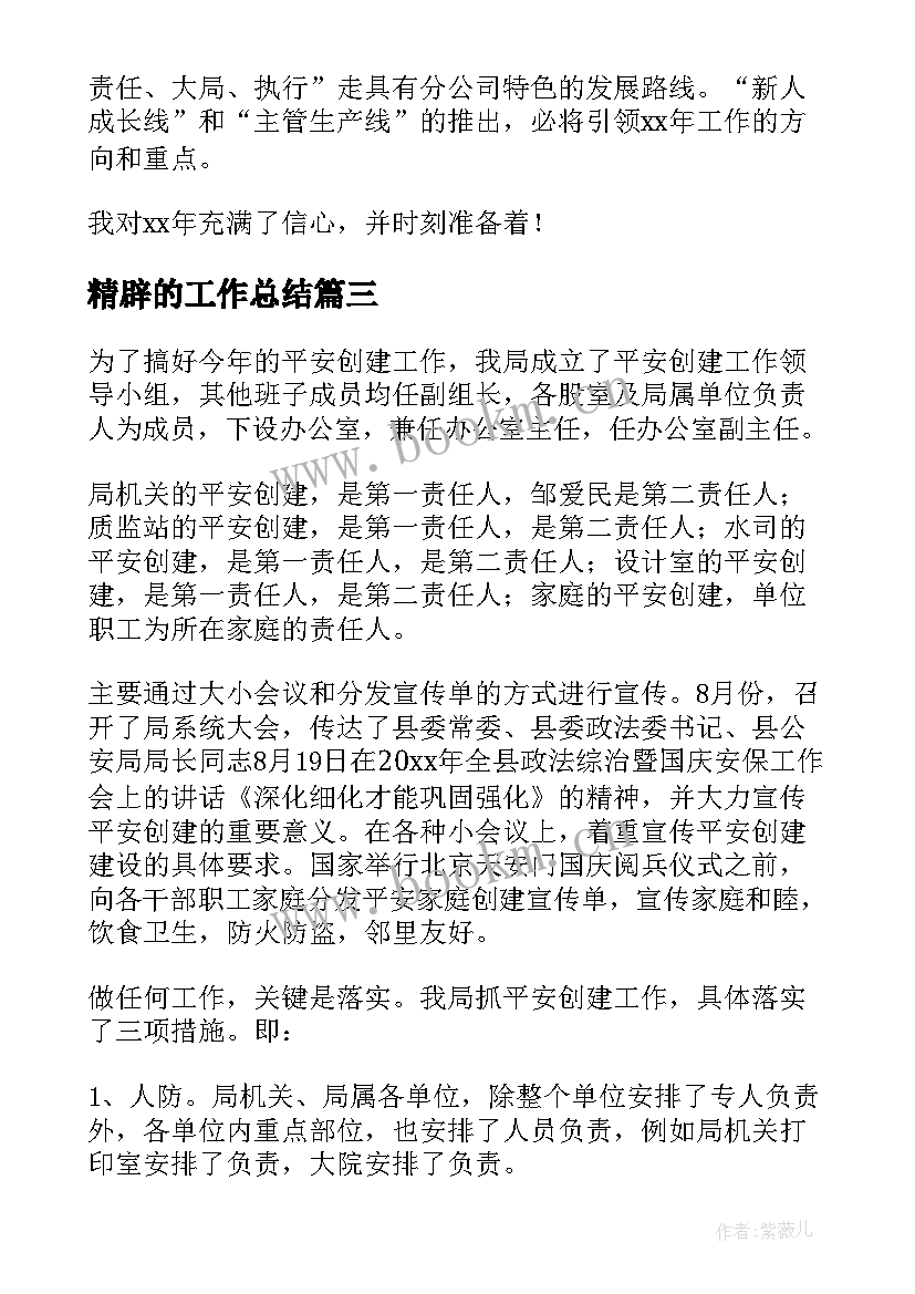 2023年精辟的工作总结(实用7篇)