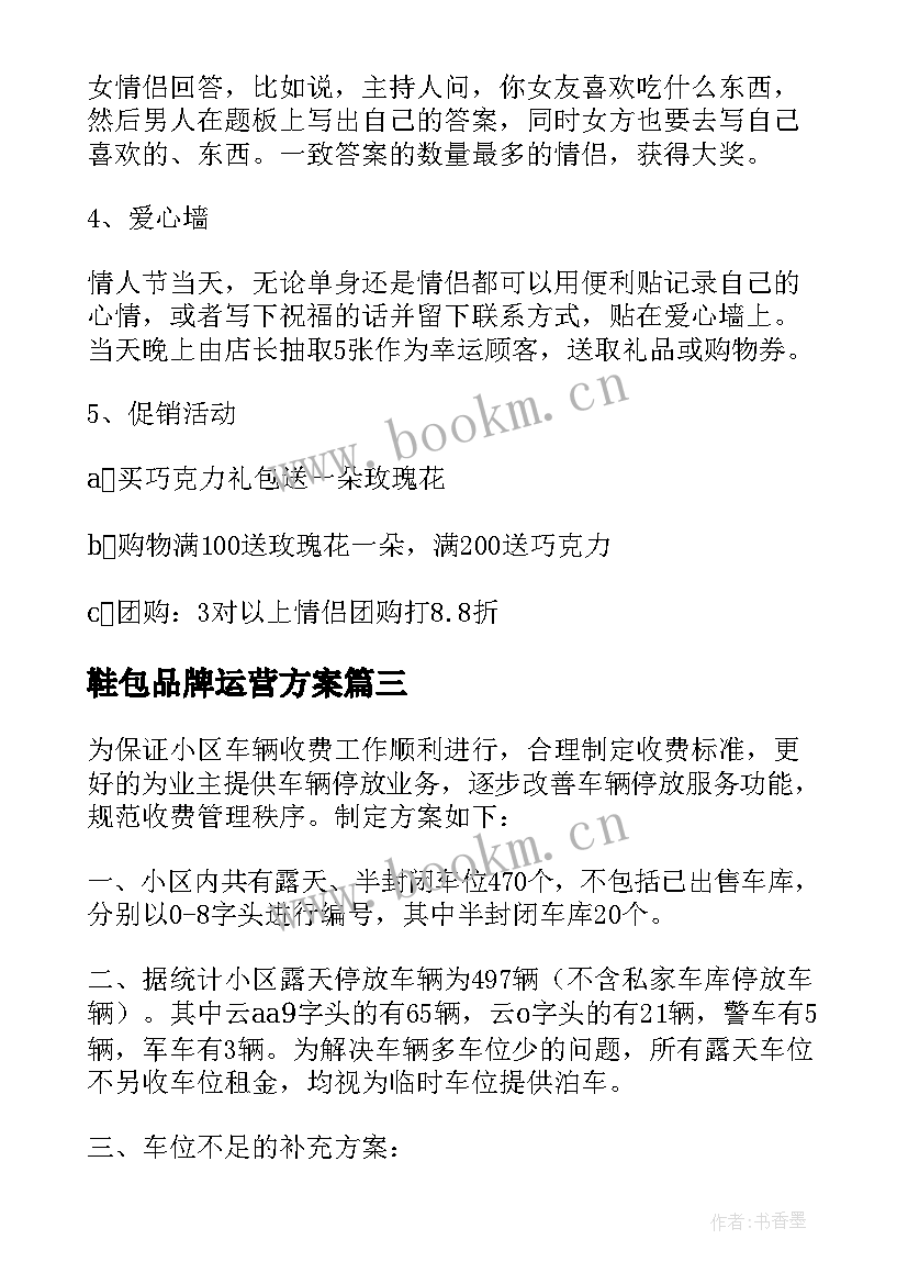 最新鞋包品牌运营方案(大全5篇)