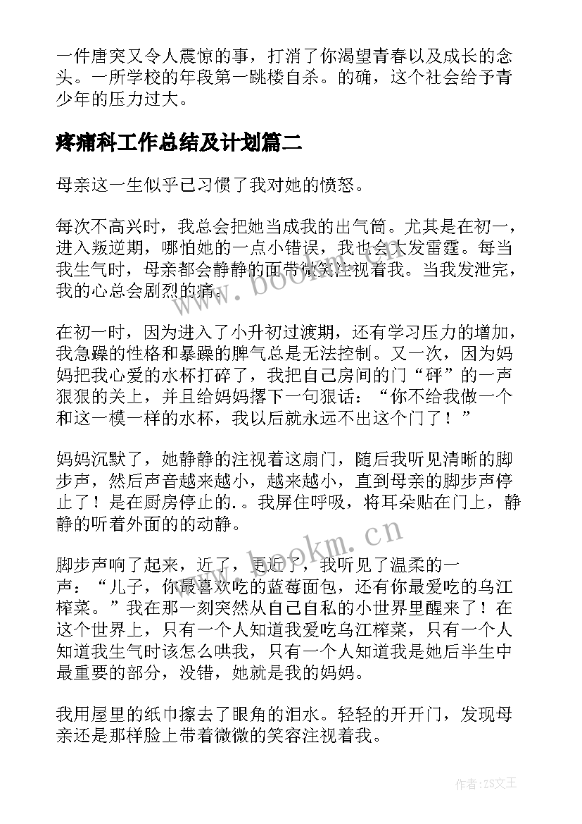 最新疼痛科工作总结及计划(优秀9篇)