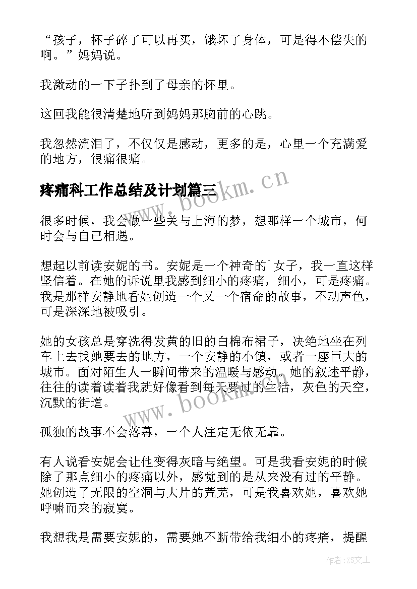 最新疼痛科工作总结及计划(优秀9篇)