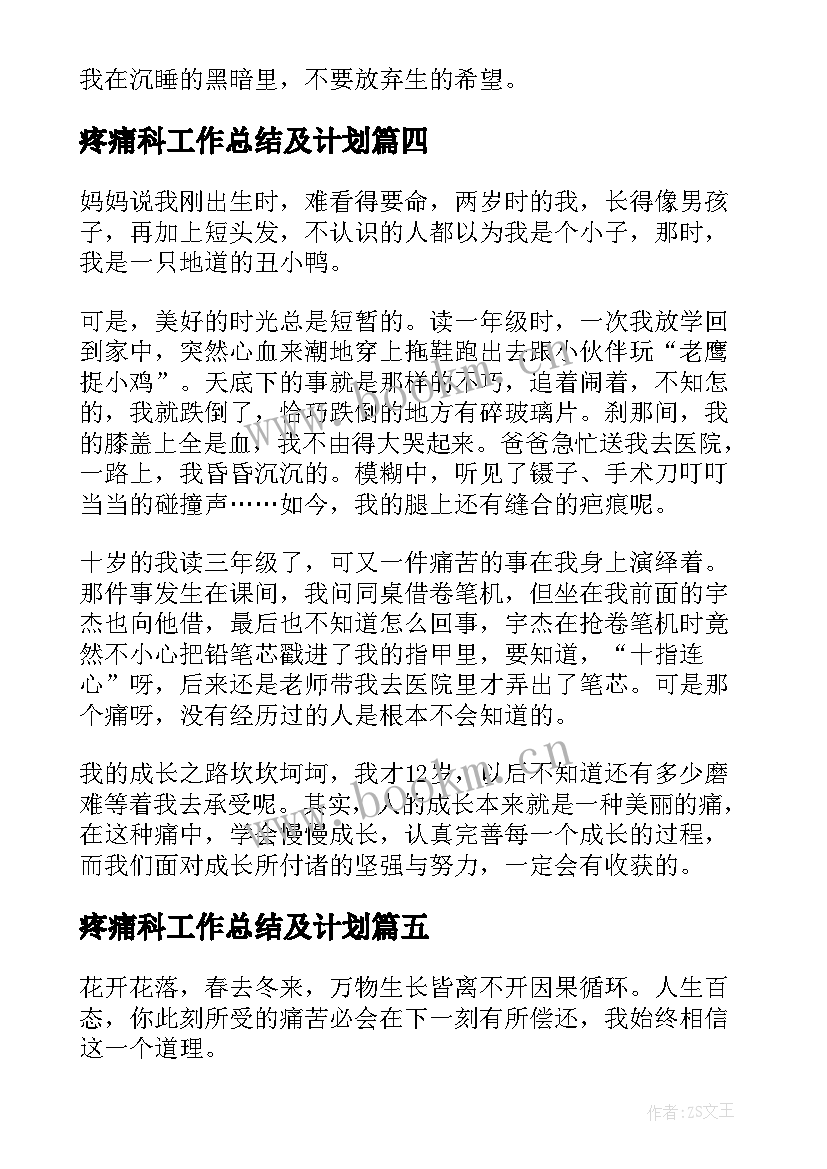 最新疼痛科工作总结及计划(优秀9篇)