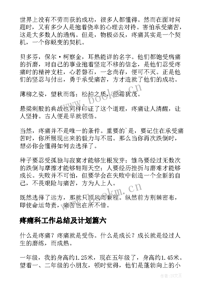 最新疼痛科工作总结及计划(优秀9篇)