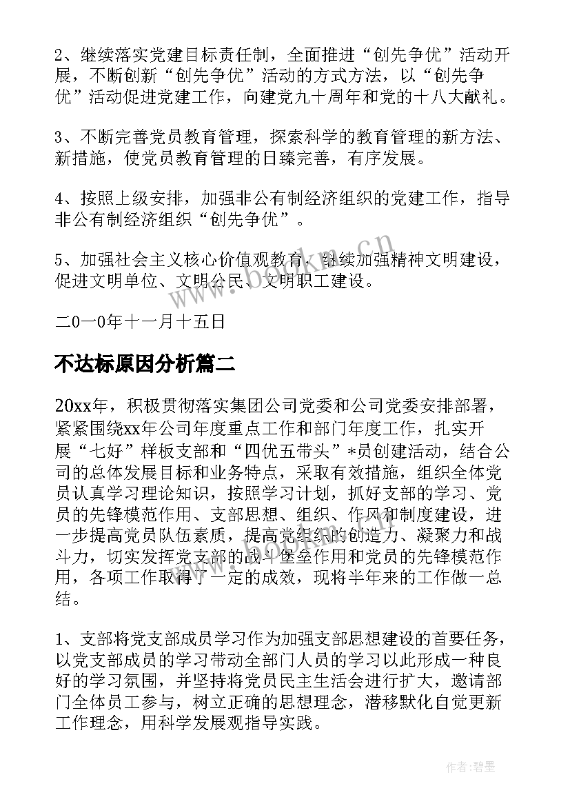 2023年不达标原因分析 达标工作总结(汇总9篇)