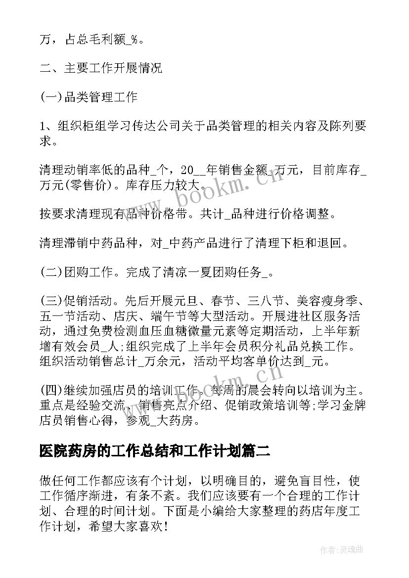 2023年医院药房的工作总结和工作计划 药店工作计划(大全5篇)