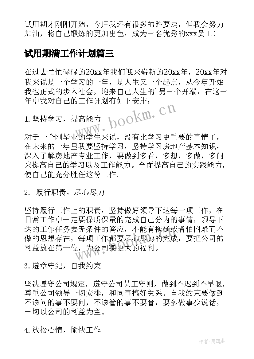 试用期满工作计划 试用期工作计划(实用9篇)