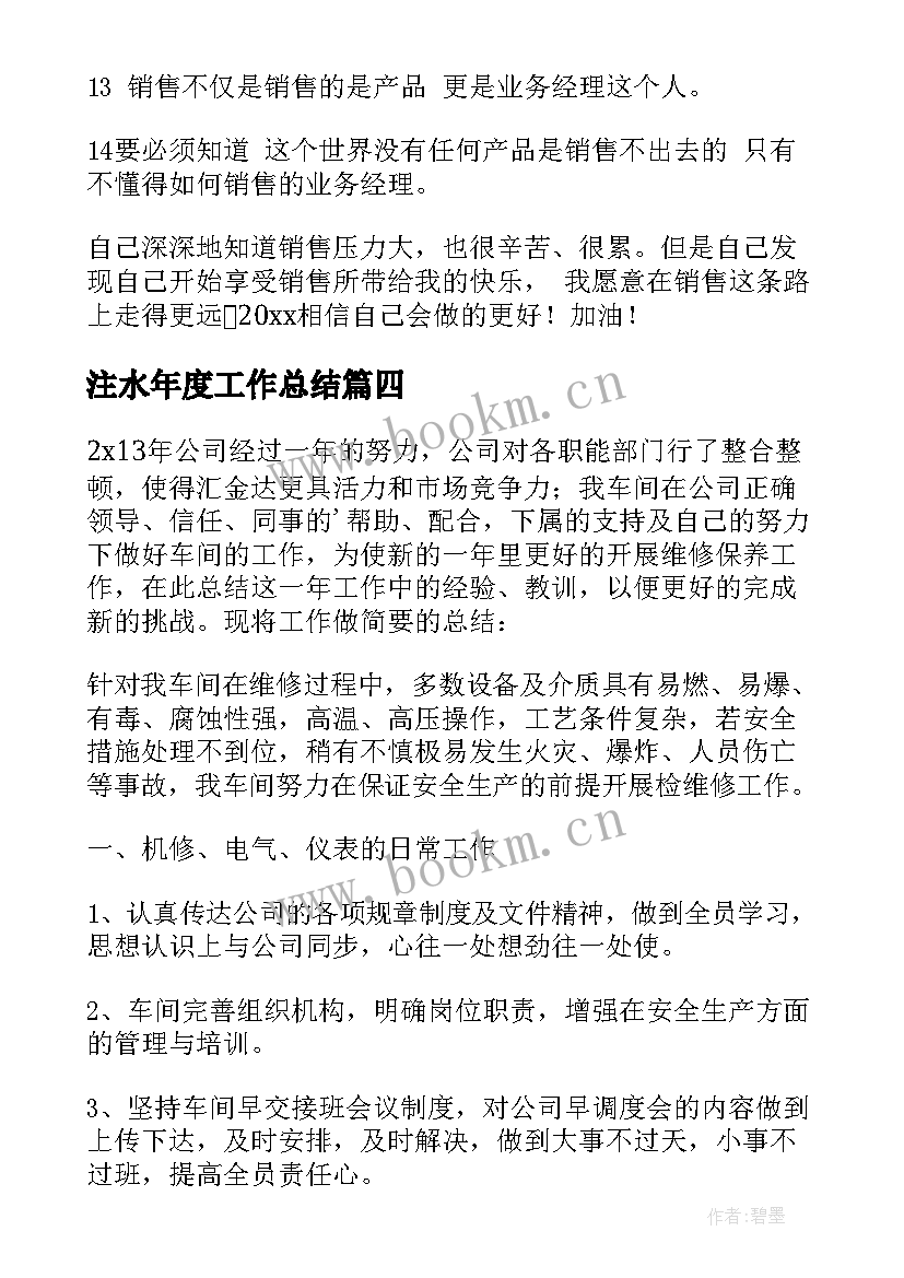 最新注水年度工作总结 年度工作总结(模板6篇)