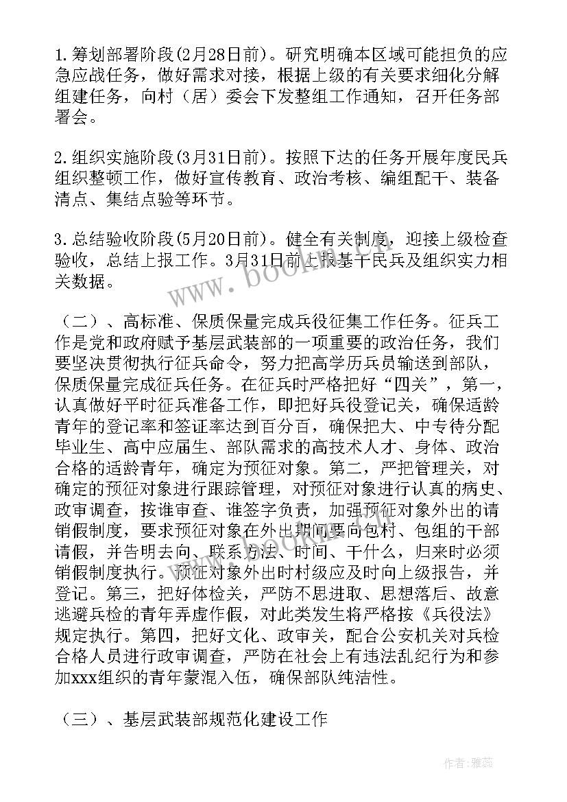 最新武装部年度工作计划 镇武装部工作计划优选(大全6篇)