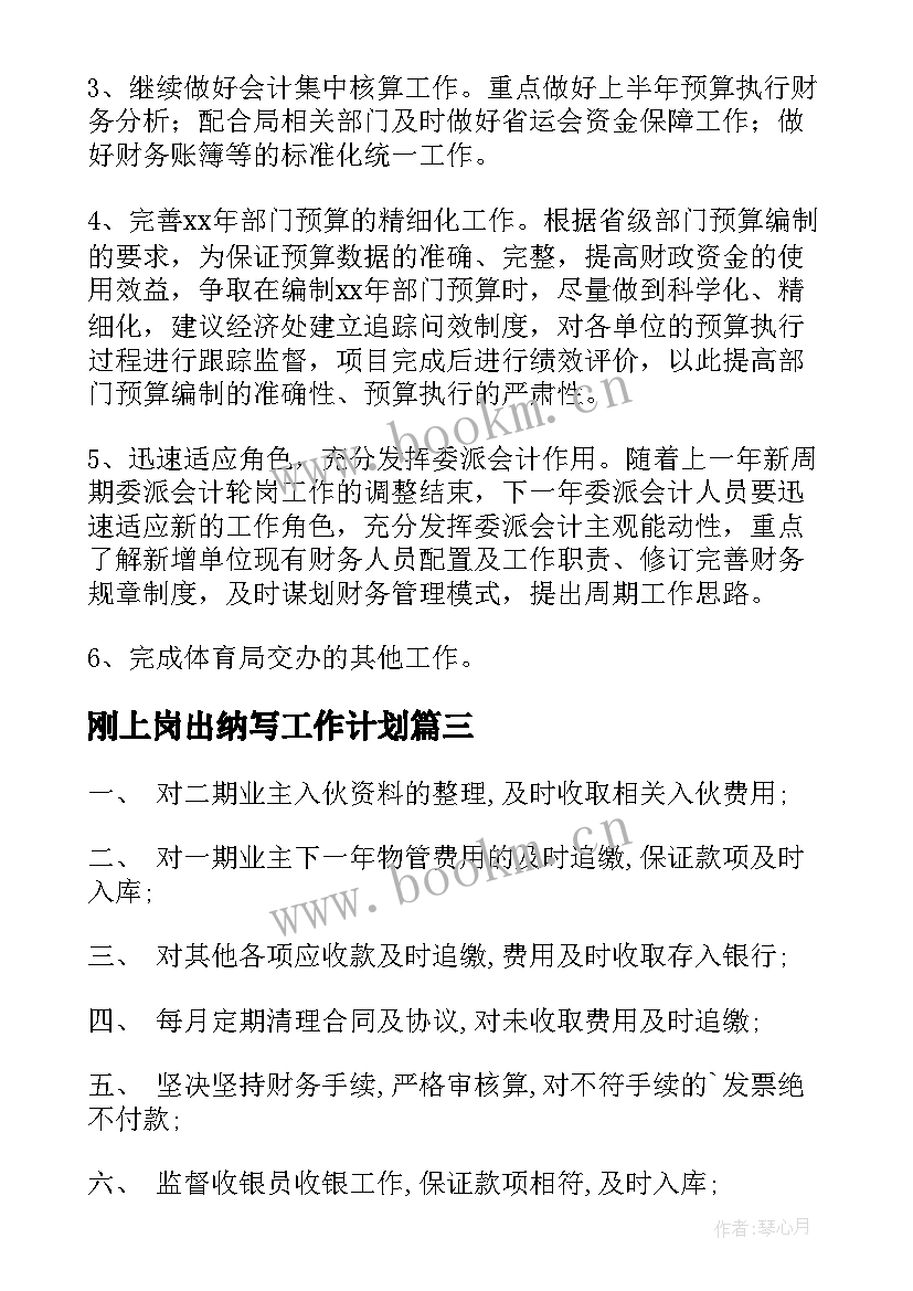 2023年刚上岗出纳写工作计划 出纳工作计划出纳工作计划(模板5篇)