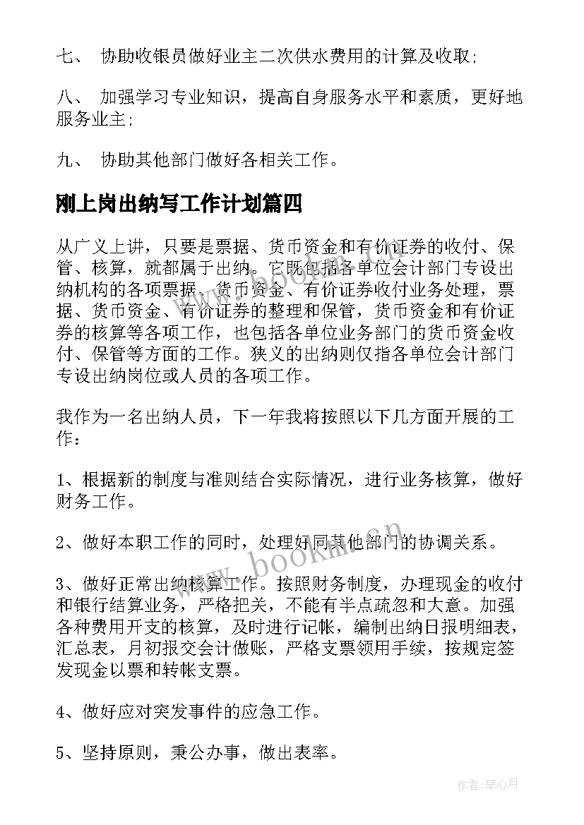 2023年刚上岗出纳写工作计划 出纳工作计划出纳工作计划(模板5篇)