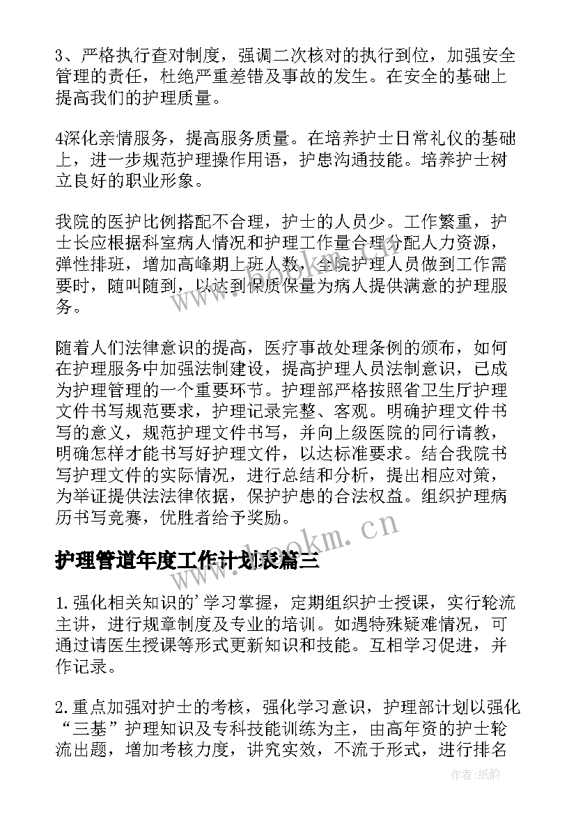 2023年护理管道年度工作计划表(精选8篇)