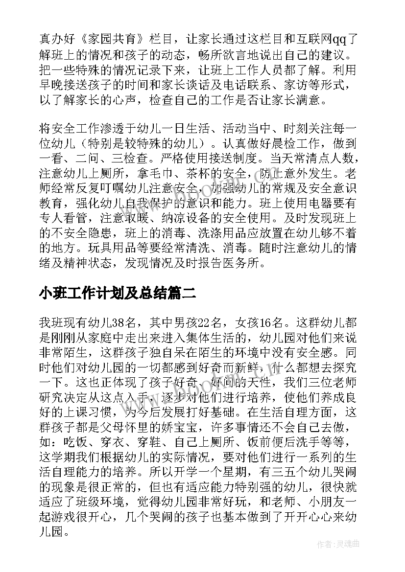 小班工作计划及总结(通用10篇)