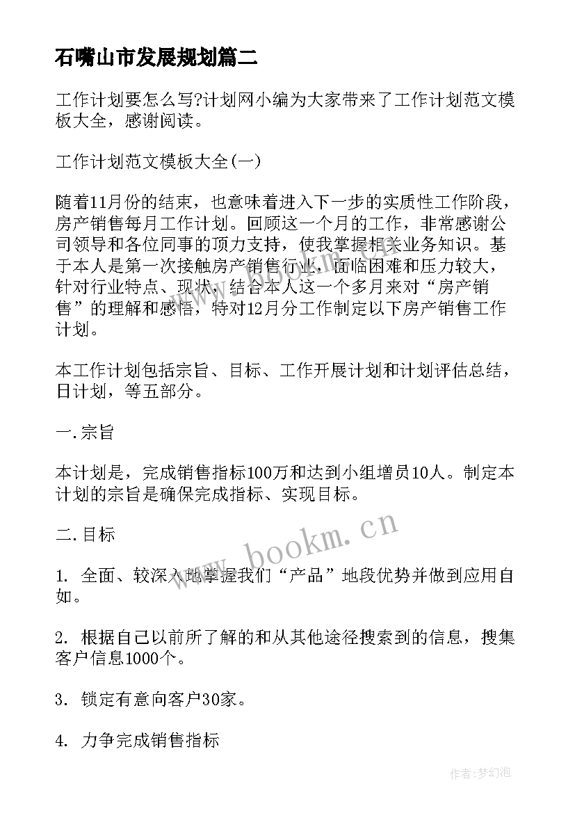 最新石嘴山市发展规划(大全6篇)