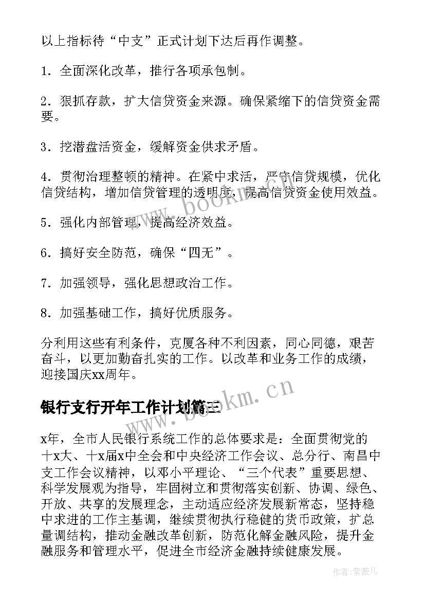 银行支行开年工作计划 银行支行工作计划(优质5篇)