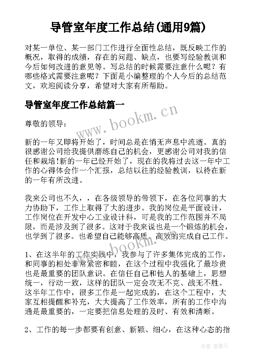 导管室年度工作总结(通用9篇)