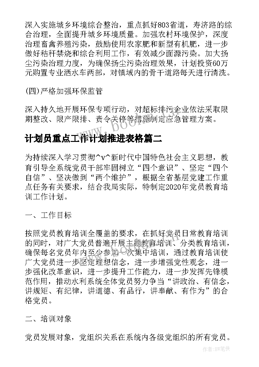 2023年计划员重点工作计划推进表格 重点任务推进工作计划实用(通用5篇)