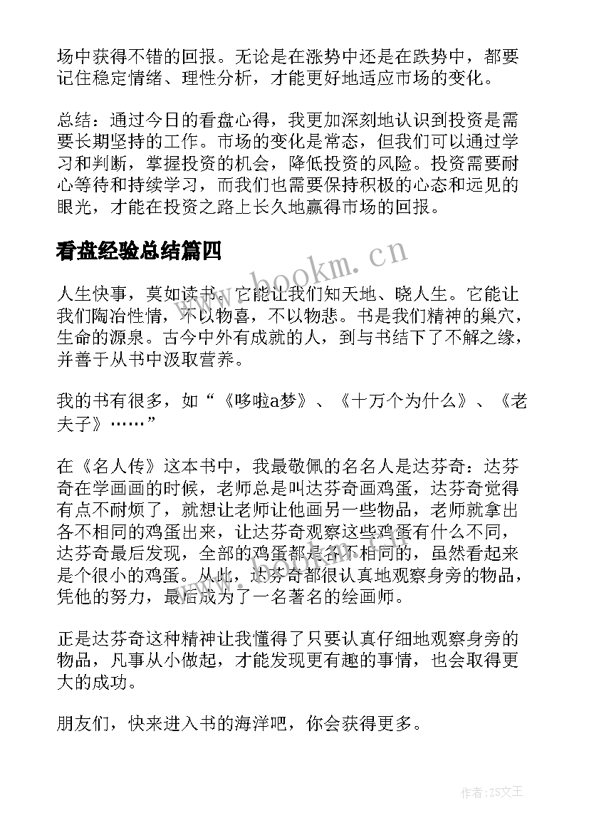 2023年看盘经验总结(优秀10篇)