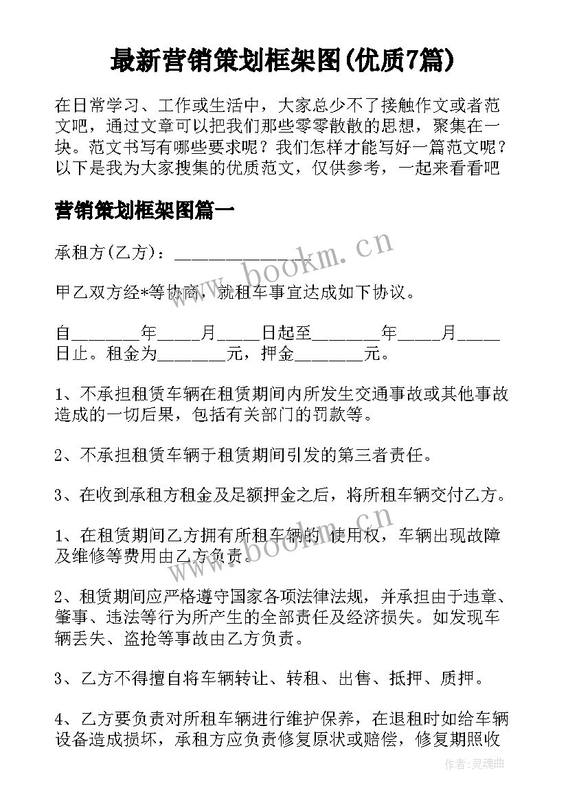 最新营销策划框架图(优质7篇)