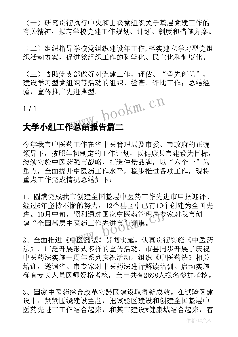 2023年大学小组工作总结报告 小组党建工作总结报告(实用6篇)