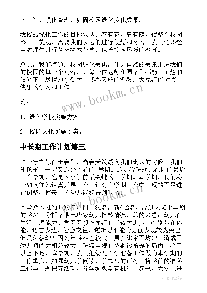 2023年中长期工作计划(优质6篇)