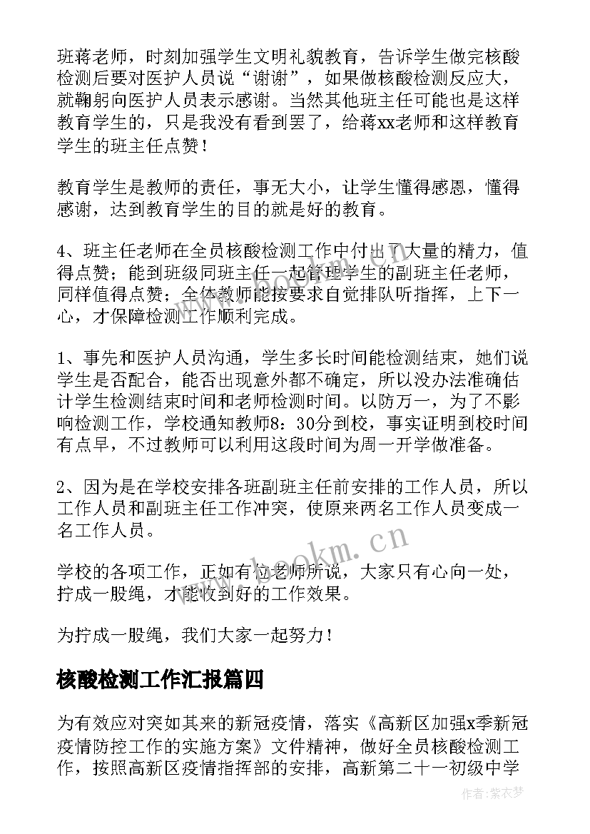 2023年核酸检测工作汇报(通用10篇)