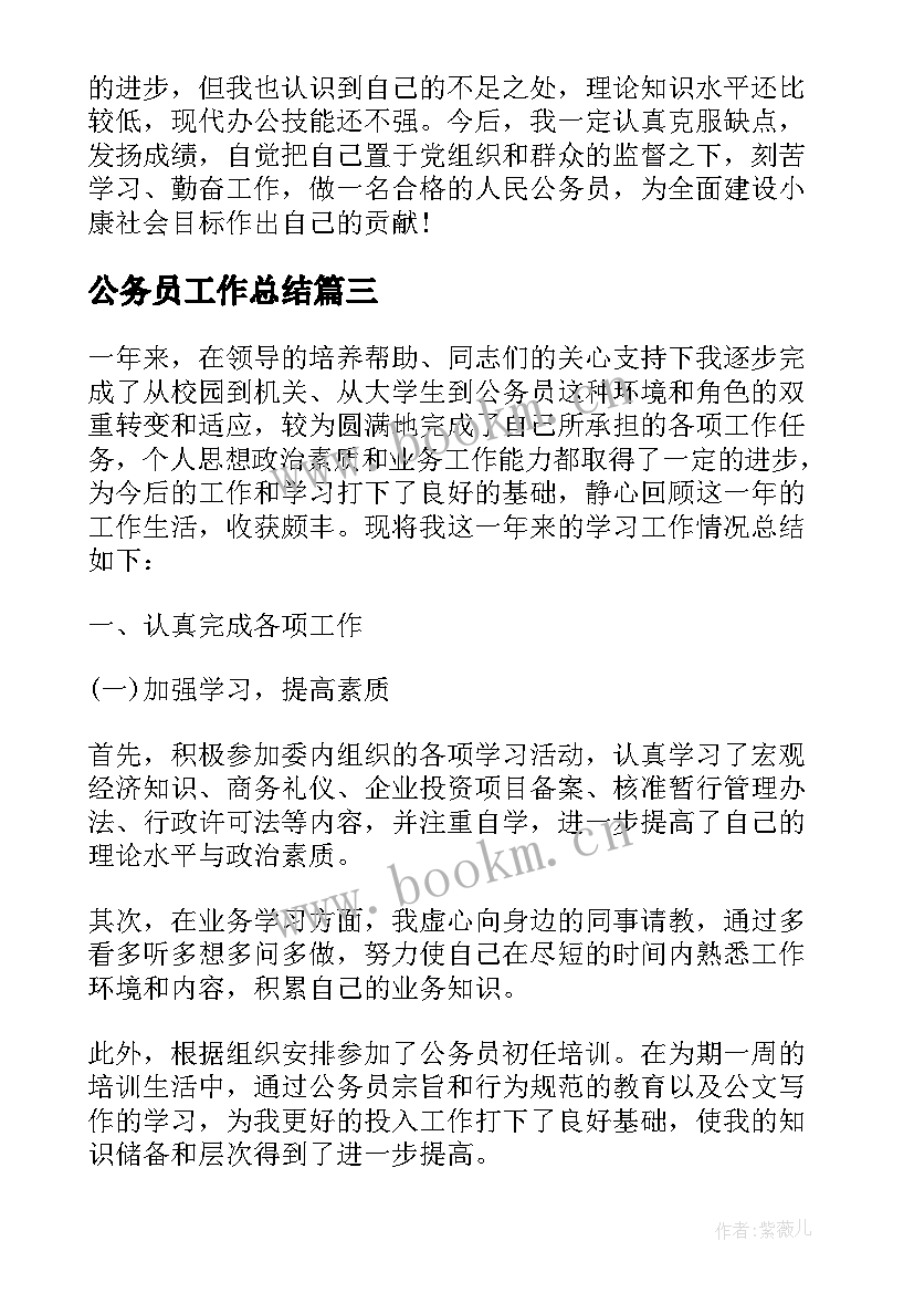 公务员工作总结 公务员个人工作总结(精选7篇)