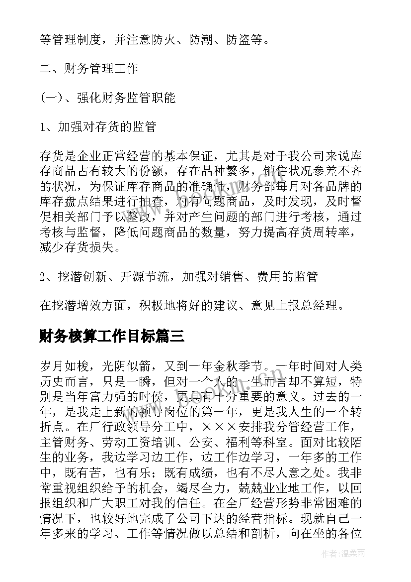 2023年财务核算工作目标 财务核算总监工作计划实用(实用7篇)