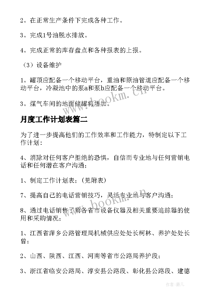 最新月度工作计划表 月度工作计划(优质8篇)