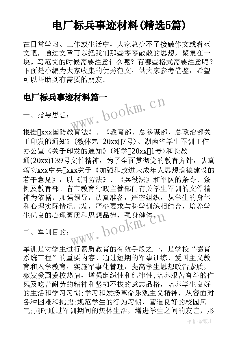 电厂标兵事迹材料(精选5篇)