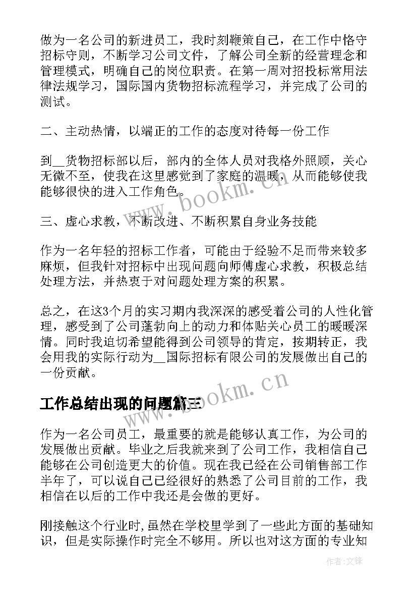 2023年工作总结出现的问题(大全10篇)