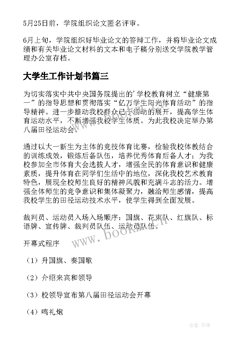 2023年大学生工作计划书(通用5篇)