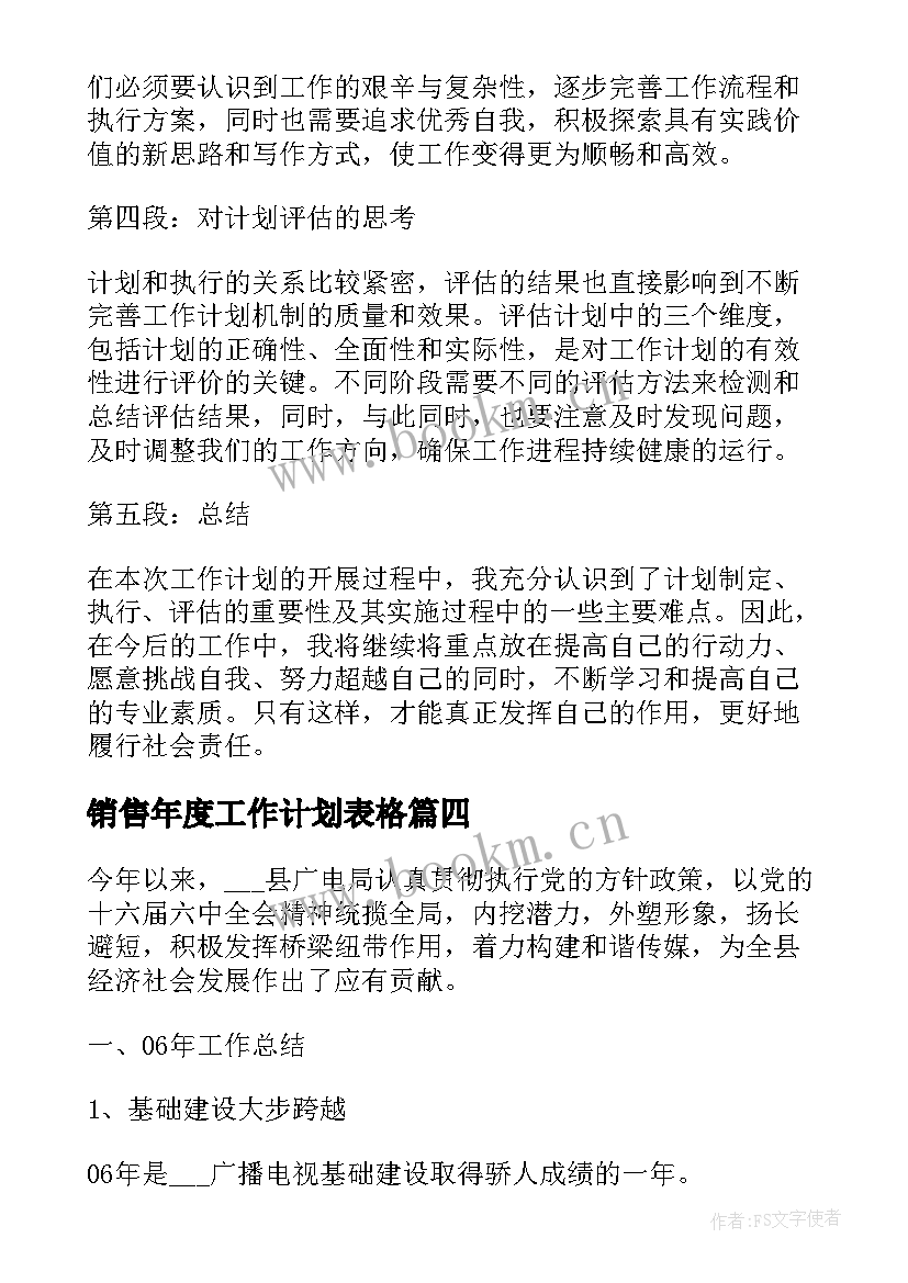 2023年销售年度工作计划表格(实用8篇)