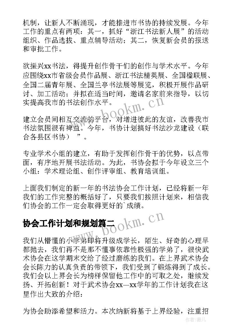 2023年协会工作计划和规划(通用8篇)