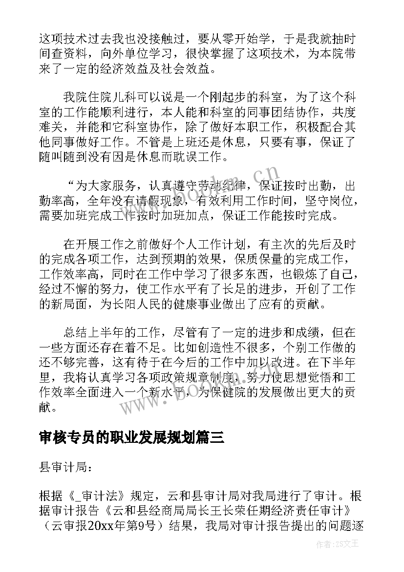 2023年审核专员的职业发展规划(模板10篇)