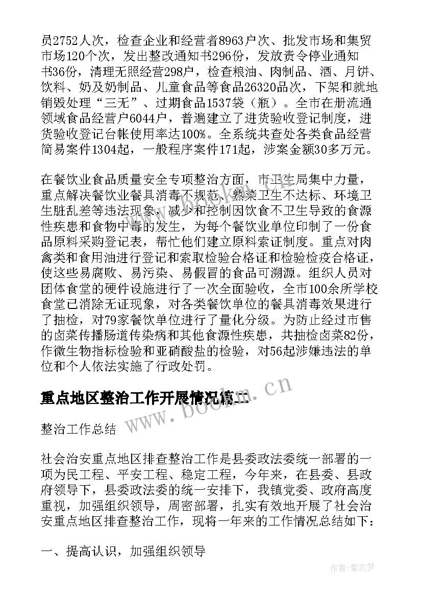 2023年重点地区整治工作开展情况 重点整治工作总结(模板5篇)