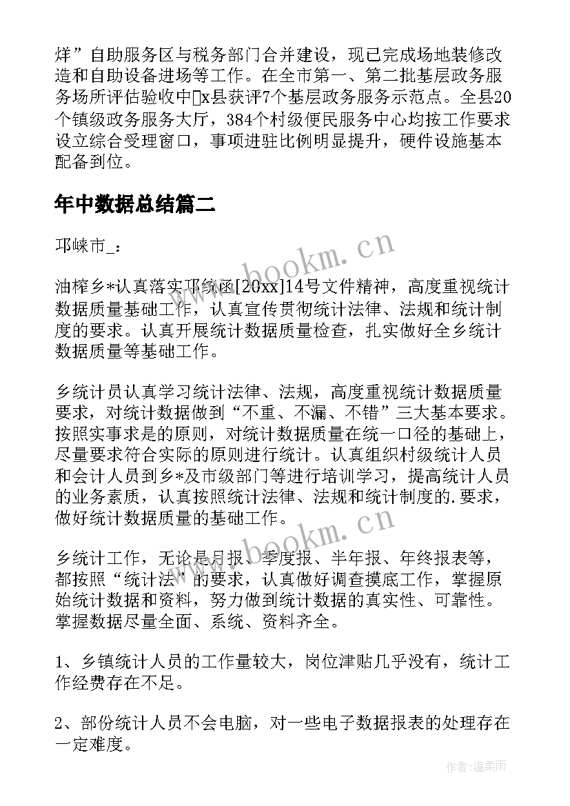 2023年年中数据总结 大数据工作总结优选(模板5篇)