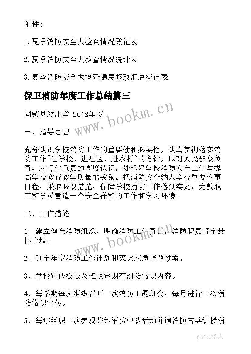 最新保卫消防年度工作总结(大全6篇)