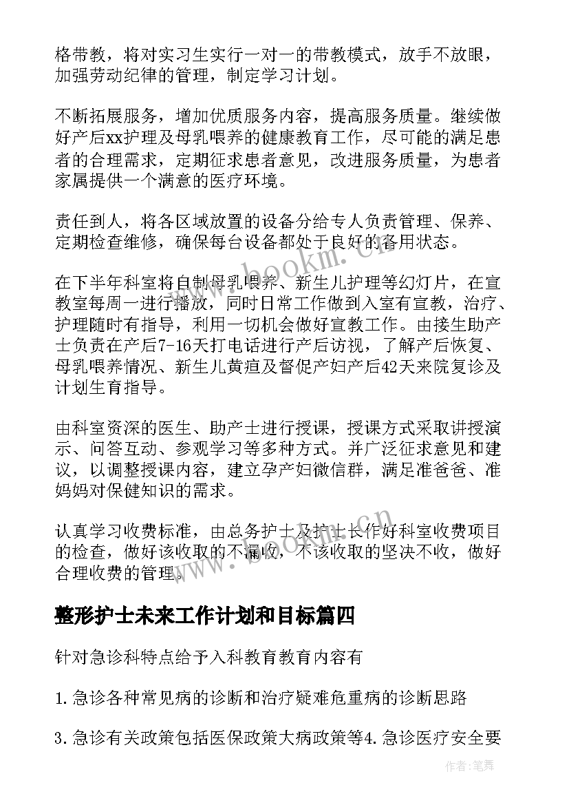 整形护士未来工作计划和目标 规培护士未来工作计划实用(优质5篇)