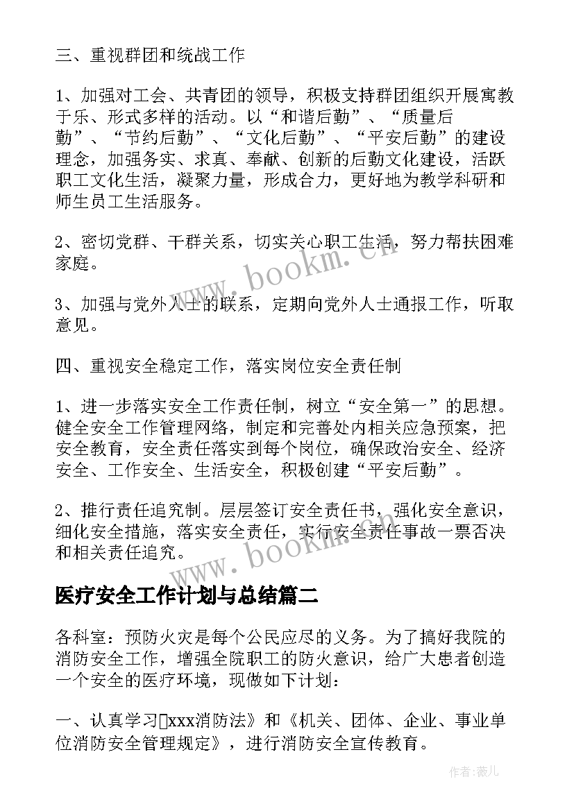 医疗安全工作计划与总结 劳动保障安全工作计划(优质5篇)