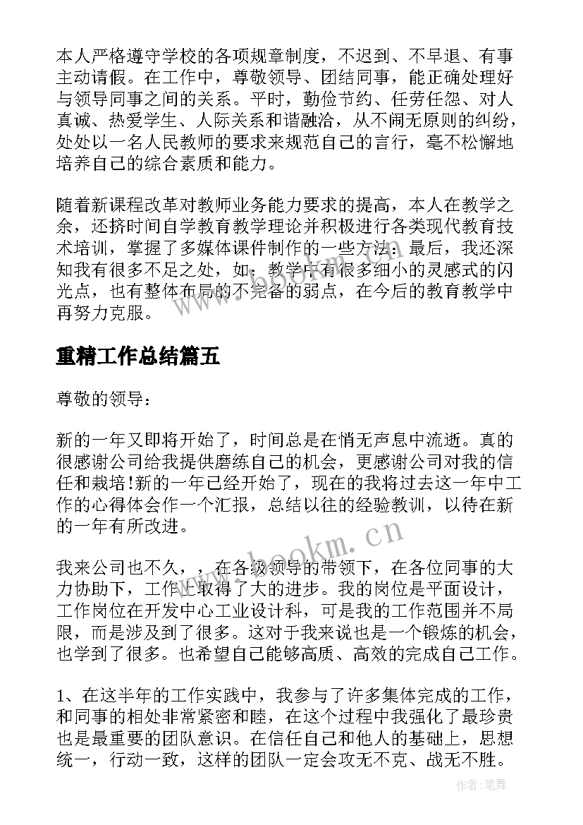 2023年重精工作总结(优质9篇)