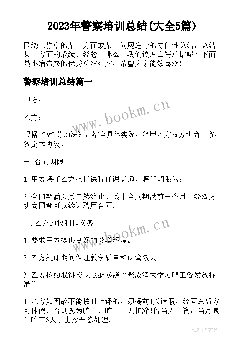 2023年警察培训总结(大全5篇)