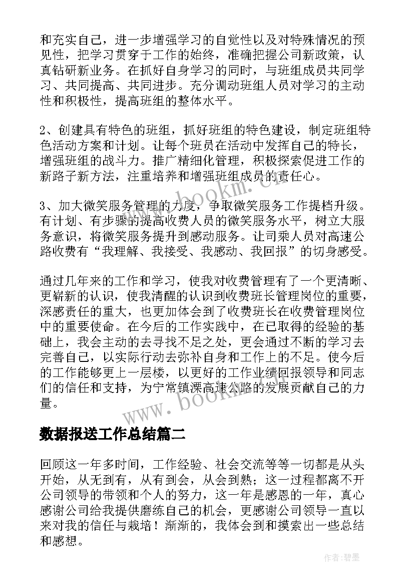 2023年数据报送工作总结 收费站数据员工作总结(精选9篇)