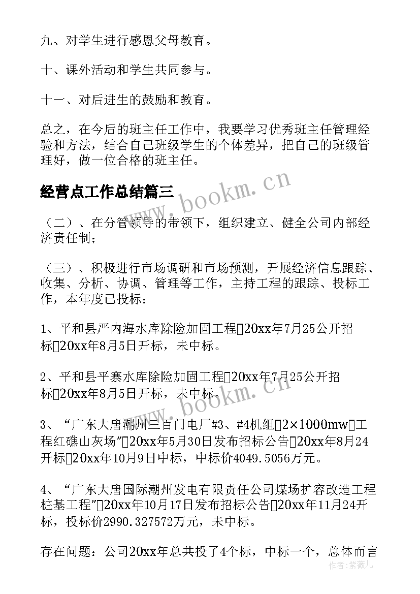 最新经营点工作总结 经营工作总结(优质6篇)