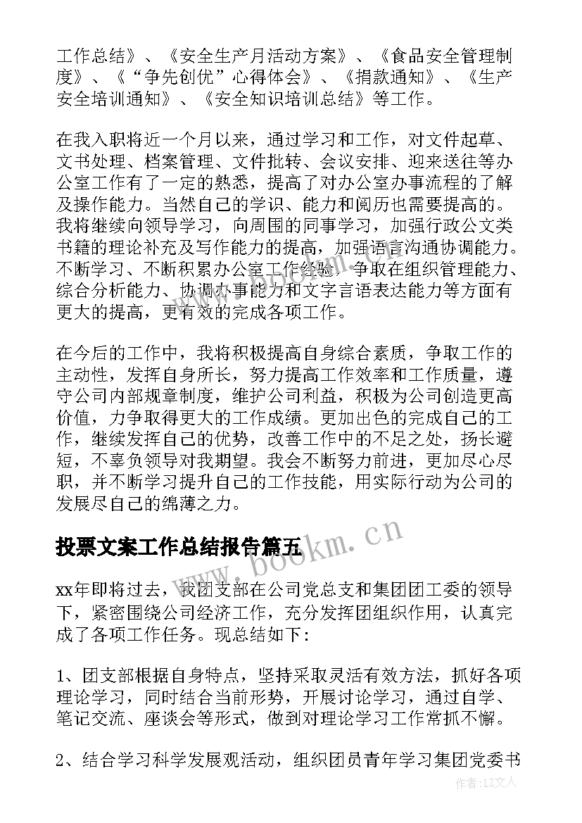 2023年投票文案工作总结报告(优质6篇)