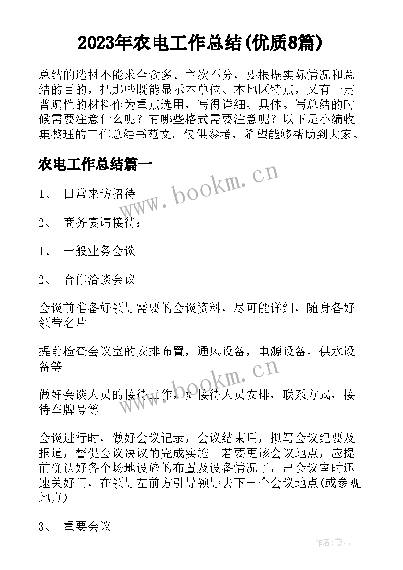 2023年农电工作总结(优质8篇)