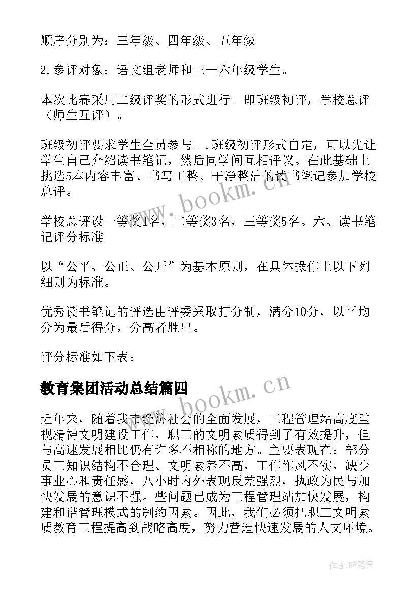 教育集团活动总结(实用6篇)