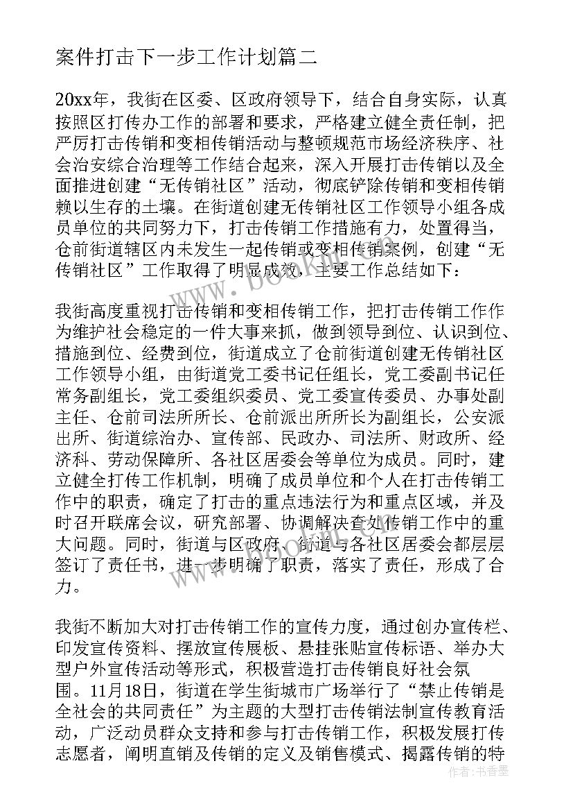 2023年案件打击下一步工作计划 打击传销工作总结(精选7篇)