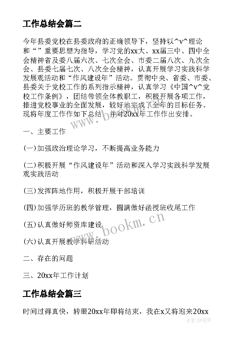 2023年工作总结会(优秀9篇)